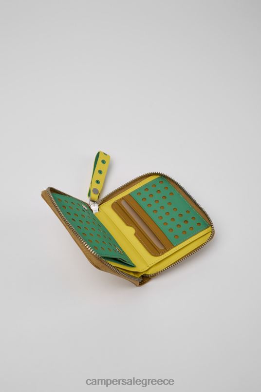 mosa καφέ και κίτρινο δερμάτινο πορτοφόλι νέες παραλαβές Camper V20TF1782 καφέ