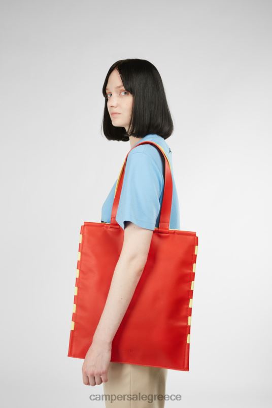τσάντες γραβάτα κόκκινο και κίτρινο flat tote bag νέες παραλαβές Camper V20TF1767 το κόκκινο