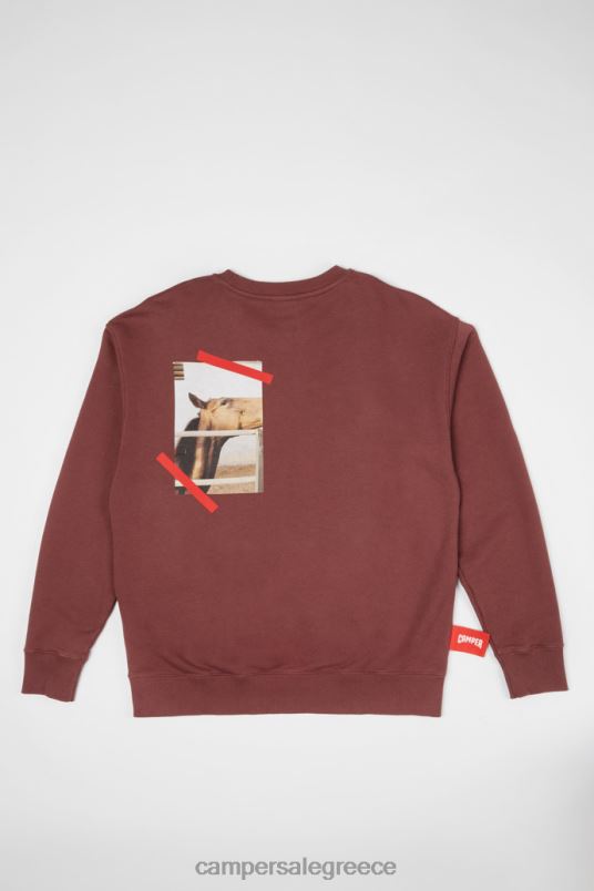 αποκλειστικό φούτερ μπορντό φούτερ με στάμπα αλόγου Camper V20TF1846 Βουργουνδία