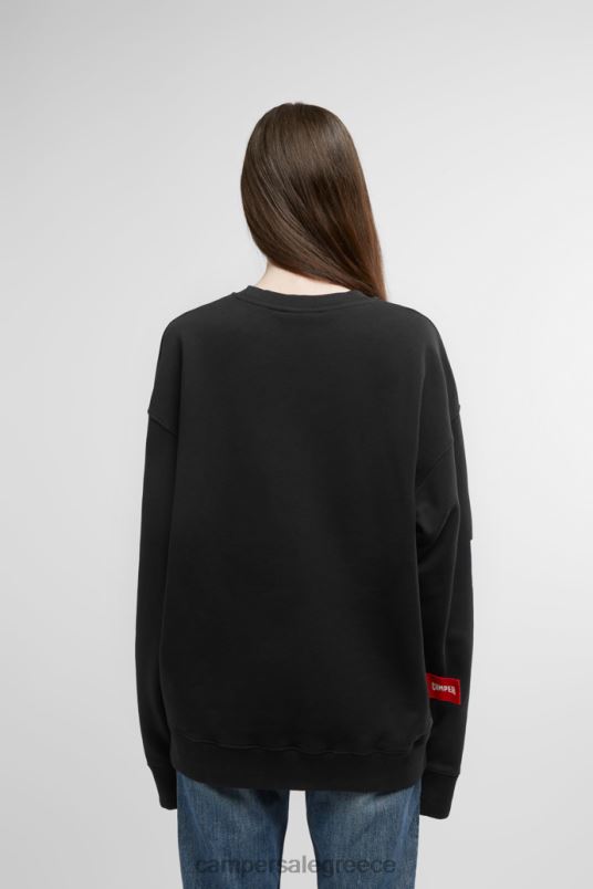 φούτερ μαύρο φούτερ με στάμπα γαϊδουριού νέες παραλαβές Camper V20TF1847 μαύρος