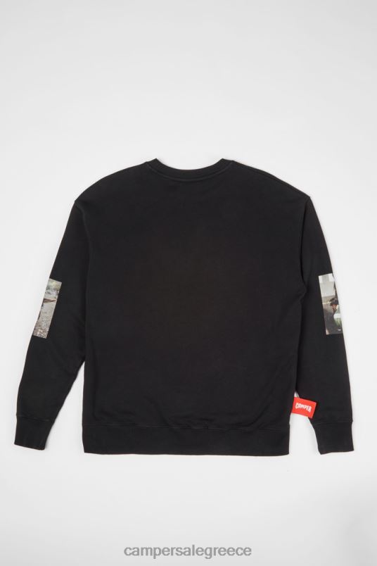 φούτερ μαύρο φούτερ με στάμπα γαϊδουριού νέες παραλαβές Camper V20TF1847 μαύρος