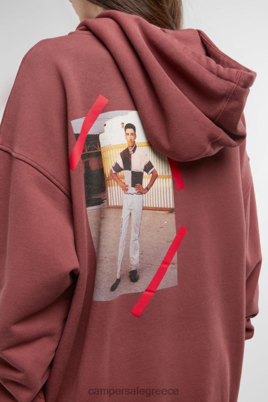 Φούτερ μπορντό με κουκούλα με αποκλειστική εκτύπωση οδηγού λουριού Camper V20TF1848 Βουργουνδία