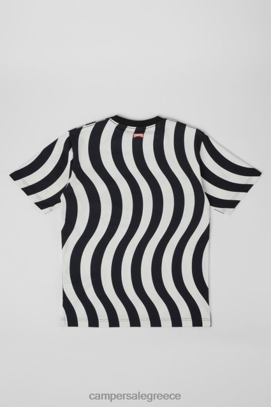 T-shirt ασπρόμαυρο t-shirt από οργανικό βαμβάκι νέες παραλαβές Camper V20TF1819 μαύρος