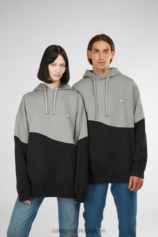 hoodie γκρι και μαύρο unisex hoodie νέες παραλαβές Camper V20TF1835 γκρί