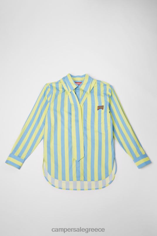 αποκλειστικό πουκάμισο μπλε και κίτρινο ριγέ unisex πουκάμισο Camper V20TF1829 μπλε