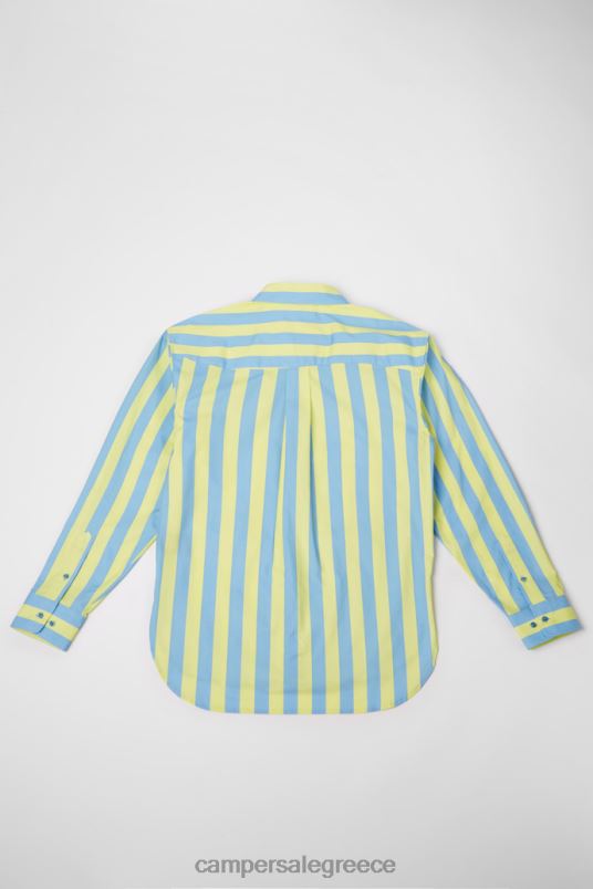αποκλειστικό πουκάμισο μπλε και κίτρινο ριγέ unisex πουκάμισο Camper V20TF1829 μπλε