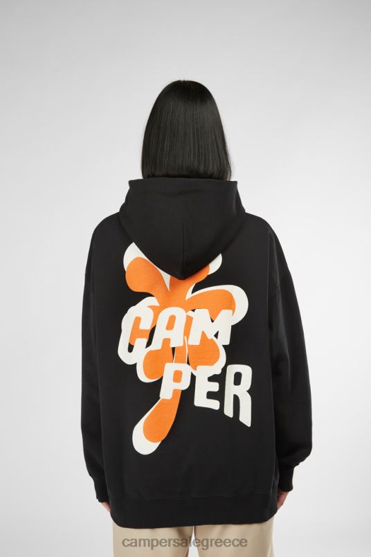 Νέες παραλαβές κουκούλα με φούτερ μαύρο και πορτοκαλί unisex Camper V20TF1832 μαύρος