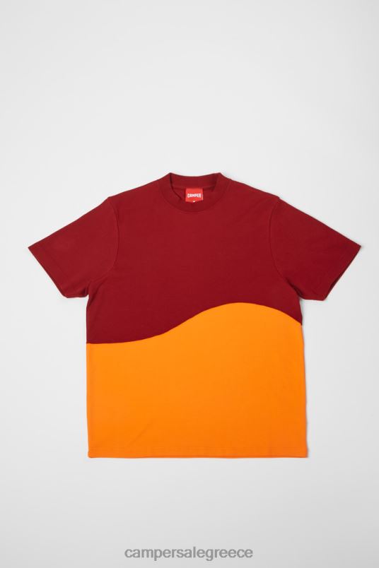 Αποκλειστικό μπλουζάκι unisex σε μπορντό και πορτοκαλί Camper V20TF1837 Βουργουνδία