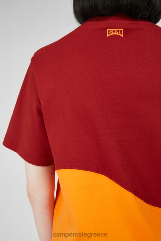 Αποκλειστικό μπλουζάκι unisex σε μπορντό και πορτοκαλί Camper V20TF1837 Βουργουνδία