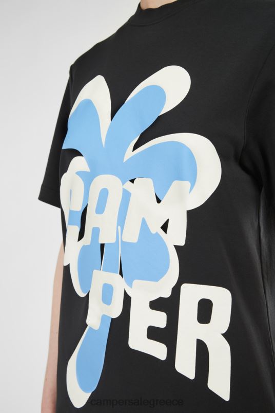 μπλουζάκι ντιζάιν σε μαύρο και μπλε εμπριμέ unisex μπλουζάκι Camper V20TF1838 μαύρος