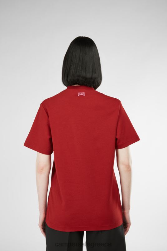 σχέδιο μπλουζάκι μπορντό και ροζ εμπριμέ unisex Camper V20TF1839 Βουργουνδία