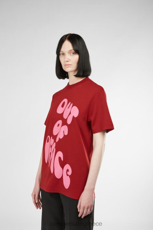 σχέδιο μπλουζάκι μπορντό και ροζ εμπριμέ unisex Camper V20TF1839 Βουργουνδία