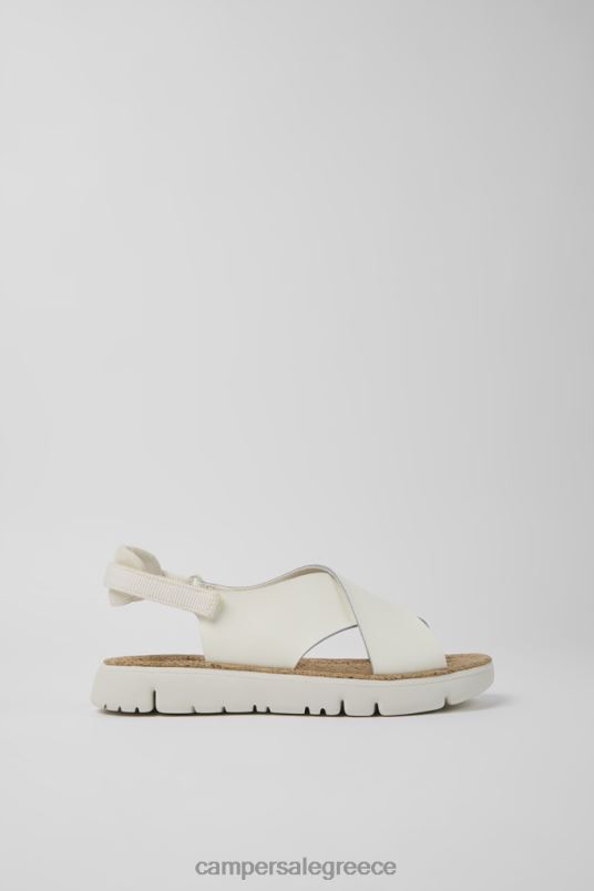 Αποκλειστικά γυναικεία σανδάλια από λευκό δέρμα και υφασμάτινα ρόγκα Camper V20TF867 άσπρο