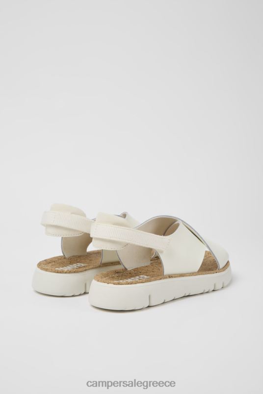 Αποκλειστικά γυναικεία σανδάλια από λευκό δέρμα και υφασμάτινα ρόγκα Camper V20TF867 άσπρο