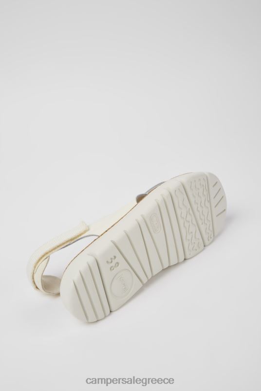 Αποκλειστικά γυναικεία σανδάλια από λευκό δέρμα και υφασμάτινα ρόγκα Camper V20TF867 άσπρο