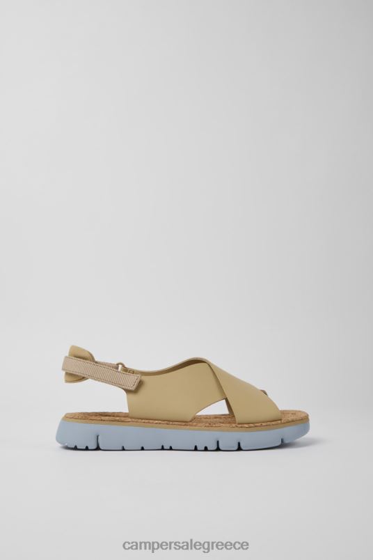 Αποκλειστικά γυναικεία σανδάλια από δέρμα και υφασμάτινα ρουγκα μπεζ Camper V20TF869 μπεζ