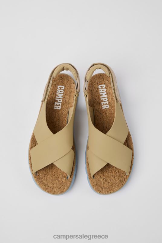 Αποκλειστικά γυναικεία σανδάλια από δέρμα και υφασμάτινα ρουγκα μπεζ Camper V20TF869 μπεζ