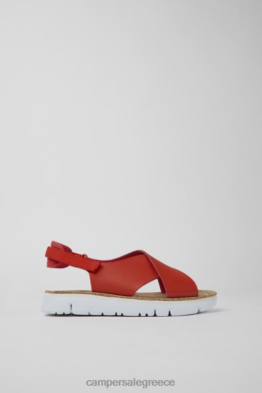 αποκλειστικά γυναικεία πέδιλα από δέρμα και υφασμάτινα κόκκινα ρόγκα Camper V20TF870 το κόκκινο