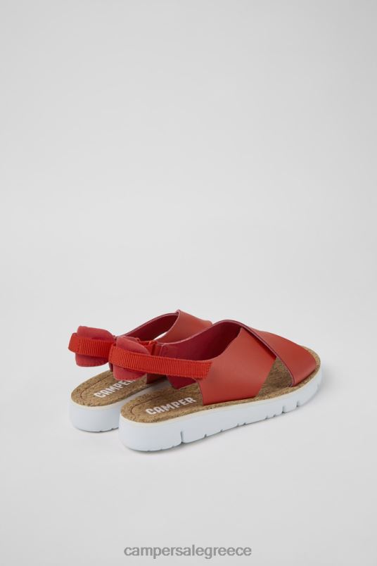αποκλειστικά γυναικεία πέδιλα από δέρμα και υφασμάτινα κόκκινα ρόγκα Camper V20TF870 το κόκκινο