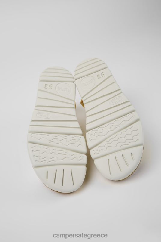 δίδυμα λευκά και κίτρινα δερμάτινα και υφασμάτινα σανδάλια για γυναίκες νέες αφίξεις Camper V20TF878 άσπρο