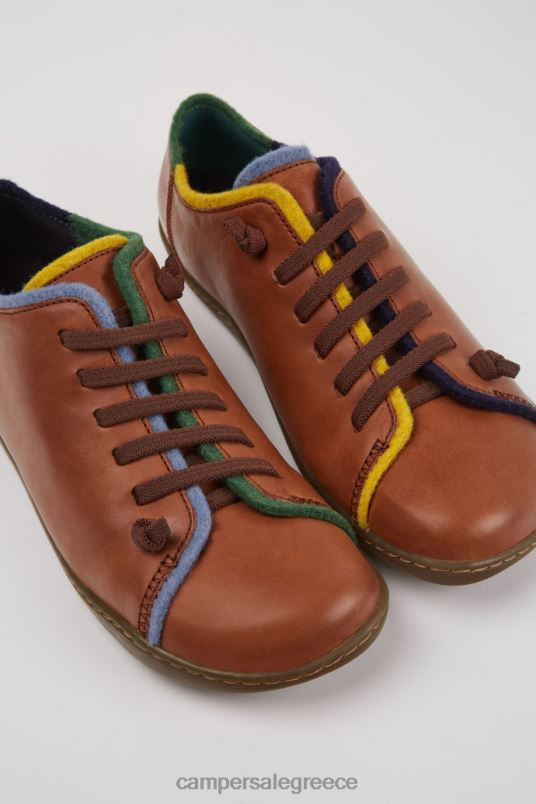 σχέδιο δίδυμα καφέ και μπλε δερμάτινα παπούτσια για γυναίκες Camper V20TF893 καφέ