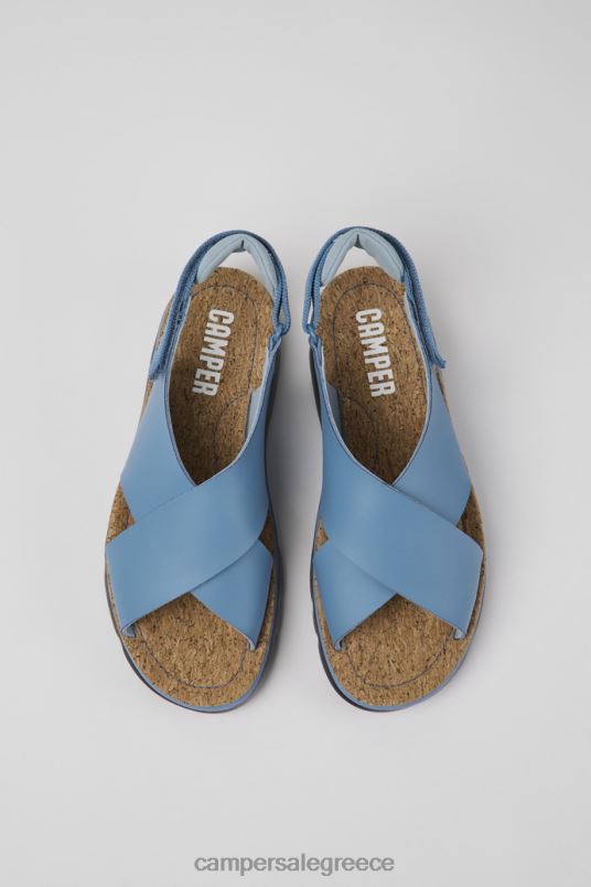 Σχεδίαση γυναικεία πέδιλα από δέρμα και υφασμάτινα μπλε oruga Camper V20TF868 μπλε