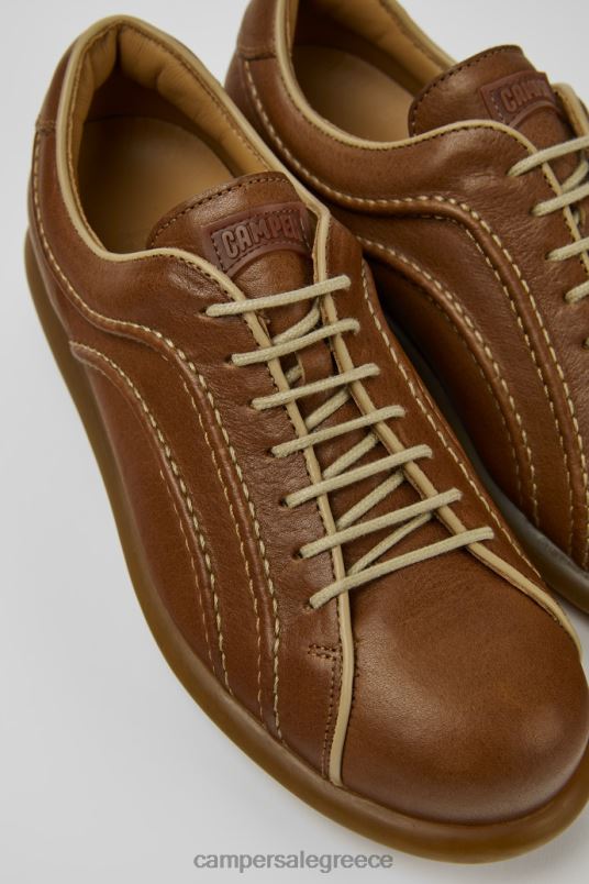 Σχεδιασμός pelotas καφέ δερμάτινα αθλητικά παπούτσια για γυναίκες Camper V20TF904 καφέ