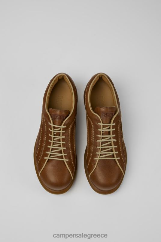 Σχεδιασμός pelotas καφέ δερμάτινα αθλητικά παπούτσια για γυναίκες Camper V20TF904 καφέ