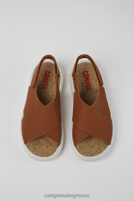 αποκλειστικά δερμάτινα πέδιλα pelotas flota καφέ και λευκά για γυναίκες Camper V20TF877 καφέ