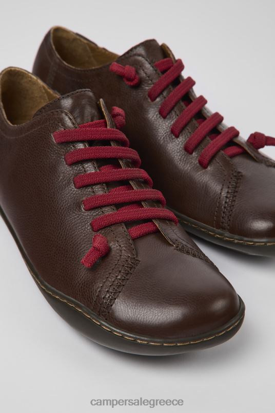 Αποκλειστικά γυναικεία παπούτσια από καφέ δέρμα peu Camper V20TF907 καφέ