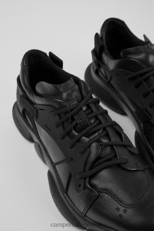 Γυναικεία πάνινα παπούτσια από μαύρο καρστ δέρμα και ύφασμα νέες αφίξεις Camper V20TF647 μαύρος