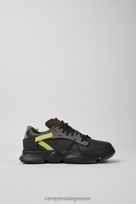 design δίδυμα γκρι κίτρινα και μαύρα δερμάτινα αθλητικά παπούτσια για γυναίκες Camper V20TF715 γκρί