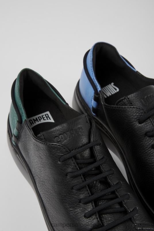 design δίδυμα μαύρα δερμάτινα αθλητικά παπούτσια για γυναίκες Camper V20TF735 μαύρος