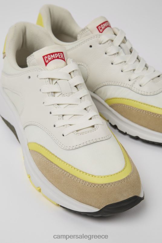 drift λευκά και μπεζ υφασμάτινα και δερμάτινα πάνινα παπούτσια αποκλειστικά για γυναίκες Camper V20TF723 άσπρο