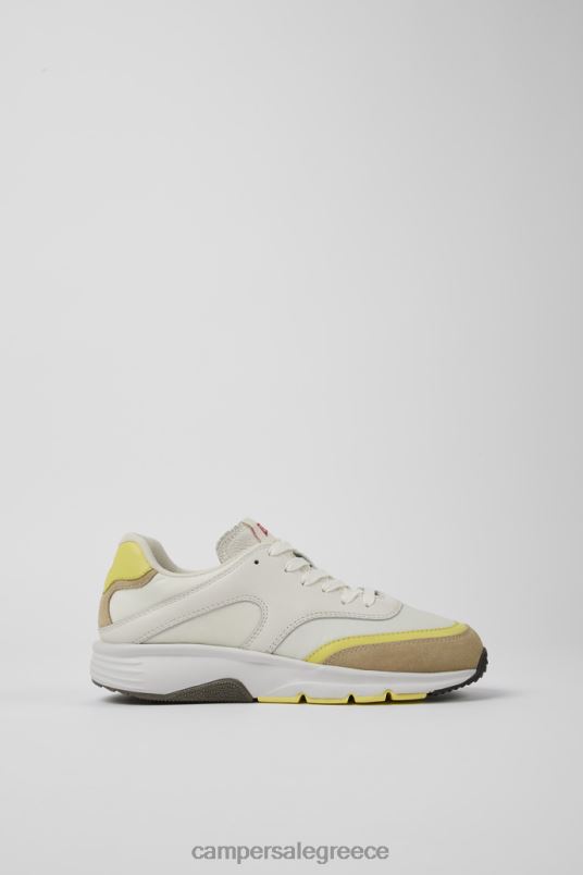 drift λευκά και μπεζ υφασμάτινα και δερμάτινα πάνινα παπούτσια αποκλειστικά για γυναίκες Camper V20TF723 άσπρο