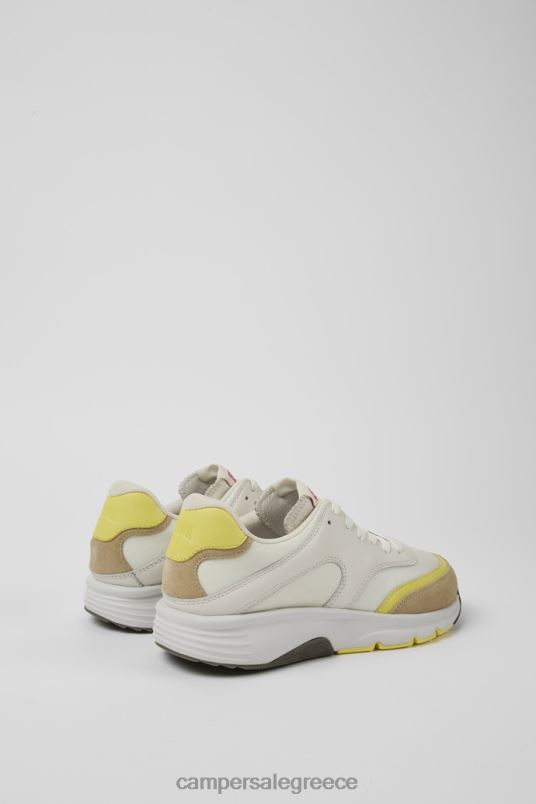 drift λευκά και μπεζ υφασμάτινα και δερμάτινα πάνινα παπούτσια αποκλειστικά για γυναίκες Camper V20TF723 άσπρο