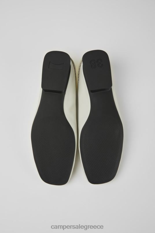 αποκλειστικές γυναικείες δερμάτινες μπαλαρίνες casi myra σε λευκό και κίτρινο χρώμα Camper V20TF1092 άσπρο