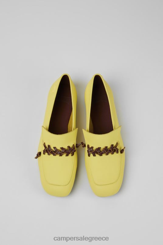 αποκλειστικά casi myra κίτρινα και καφέ δερμάτινα loafers για γυναίκες Camper V20TF1090 κίτρινος