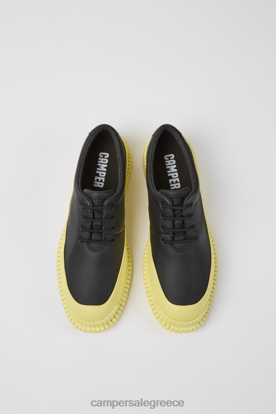 design pix μαύρα και κίτρινα δερμάτινα παπούτσια με κορδόνια για γυναίκες Camper V20TF1095 μαύρος