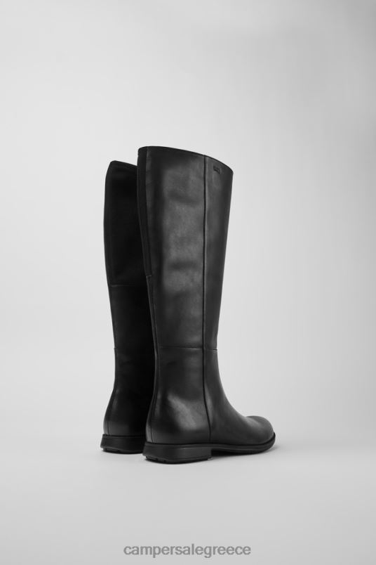 αποκλειστικές γυναικείες ψηλές μπότες από μαύρο δέρμα και ύφασμα Camper V20TF635 μαύρος