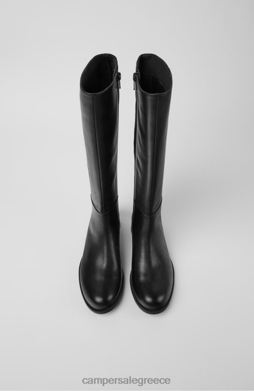 αποκλειστικές γυναικείες ψηλές μπότες από μαύρο δέρμα και ύφασμα Camper V20TF635 μαύρος