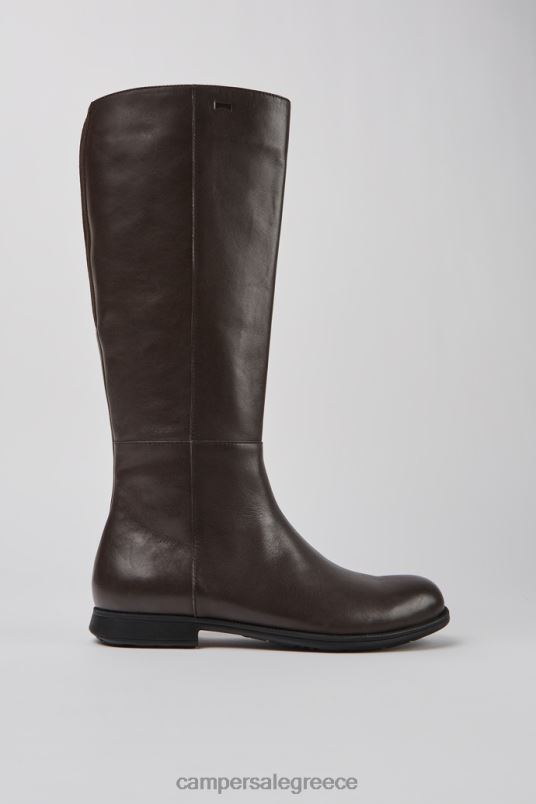 mil σκούρο καφέ δερμάτινες και υφασμάτινες ψηλές μπότες για γυναίκες νέες αφίξεις Camper V20TF631 καφέ