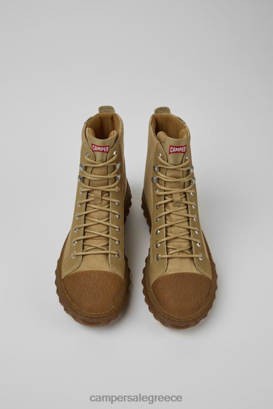 Γυναικεία γυναικεία μποτάκια από ύφασμα και δερμάτινα, μπεζ από τρίμμα, νέες αφίξεις Camper V20TF474 μπεζ