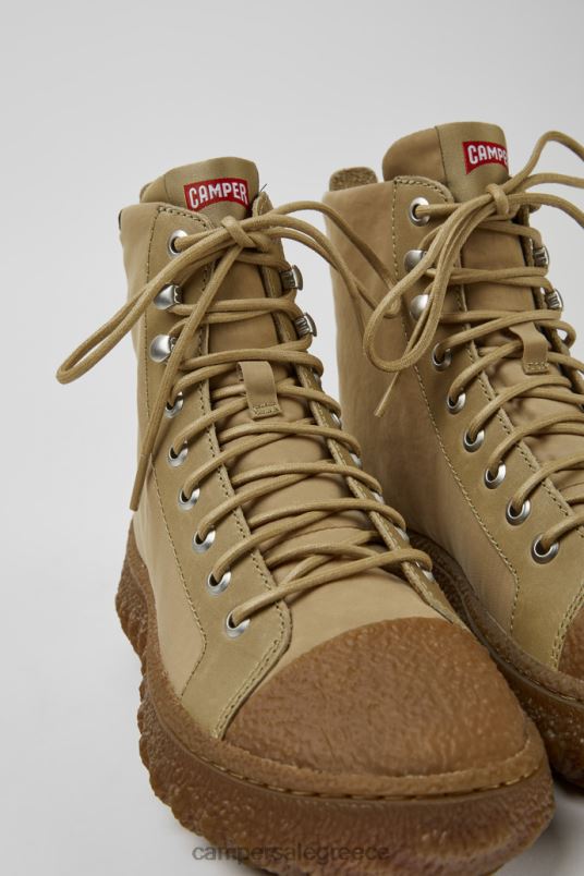 Γυναικεία γυναικεία μποτάκια από ύφασμα και δερμάτινα, μπεζ από τρίμμα, νέες αφίξεις Camper V20TF474 μπεζ