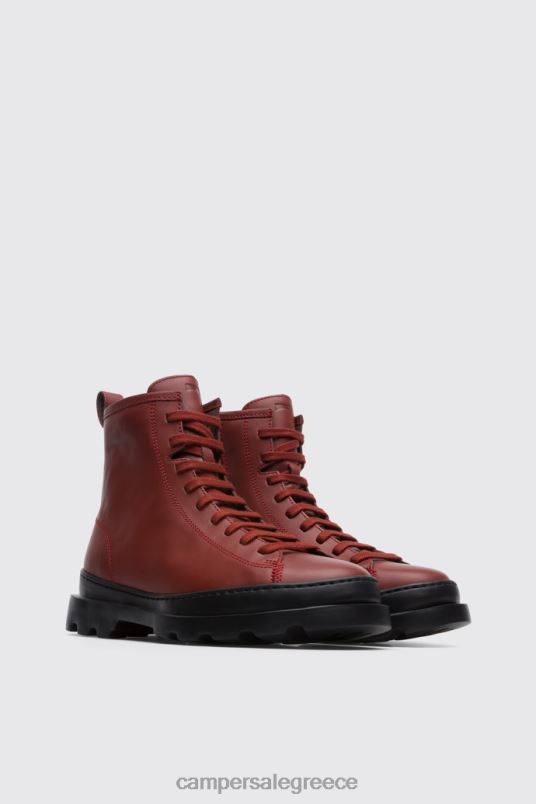 design brutus κόκκινο-καφέ μεσαίο δαντελωτό μποτάκι για γυναίκες Camper V20TF518 το κόκκινο