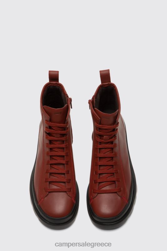 design brutus κόκκινο-καφέ μεσαίο δαντελωτό μποτάκι για γυναίκες Camper V20TF518 το κόκκινο