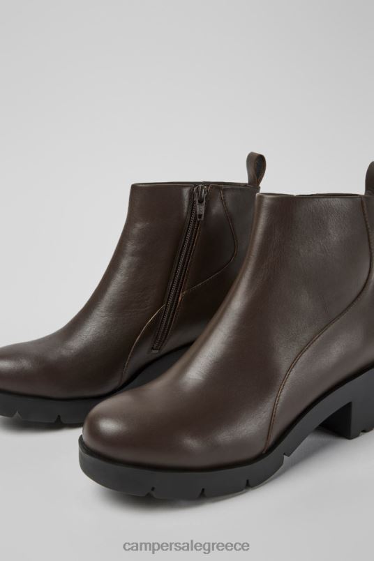 design wanda σκούρο καφέ μποτάκι με φερμουάρ για γυναίκες Camper V20TF502 καφέ