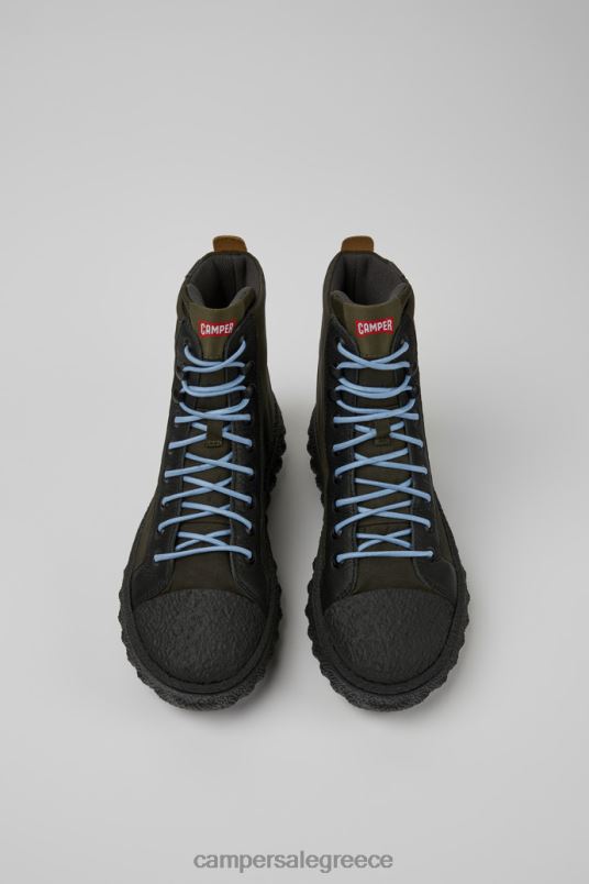 γυναικεία μποτάκια από ύφασμα και δερμάτινα γυάλινα σκούρα πράσινα michelin Camper V20TF473 πράσινος