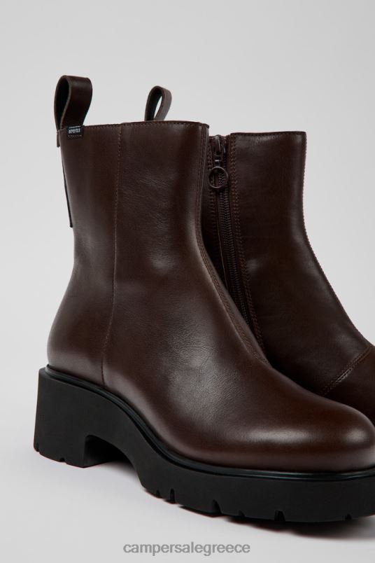 αποκλειστικές γυναικείες μπότες milah gore-tex καφέ δερμάτινες με φερμουάρ Camper V20TF457 καφέ