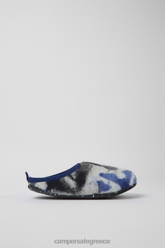 wabi μπλε ασπρόμαυρες παντόφλες από ανακυκλωμένο μαλλί για γυναίκες νέες αφίξεις Camper V20TF1177 μπλε